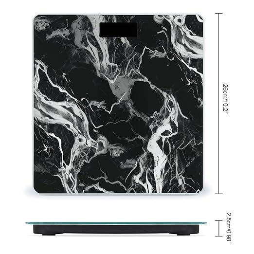 Black and White Marble Weight ScaleClear LED Display Bathroom Digital Weighing ScaleTempered Glass Digital Bathroom Scale for Body Weight Capacity Up to 400 Lbs