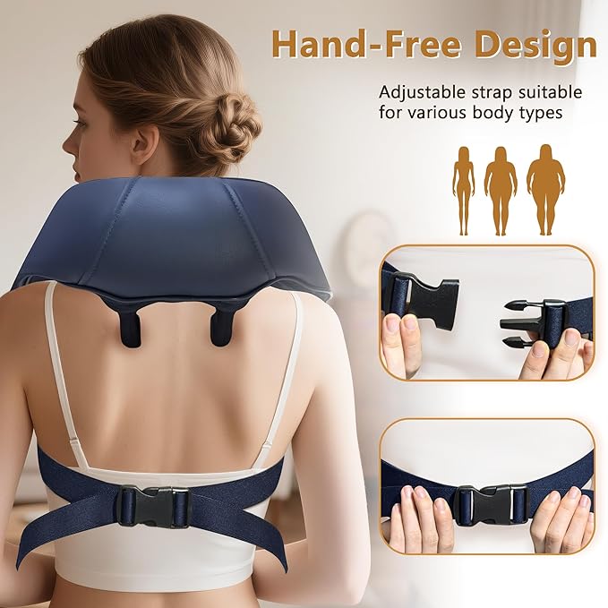 Joyset Cordless Neck Massager with Heat 6D Deep Kneading Neck Shoulder Massager for Pain Relief Shiatsu Massager for Shoulder All Body 2 Speed Intensities
