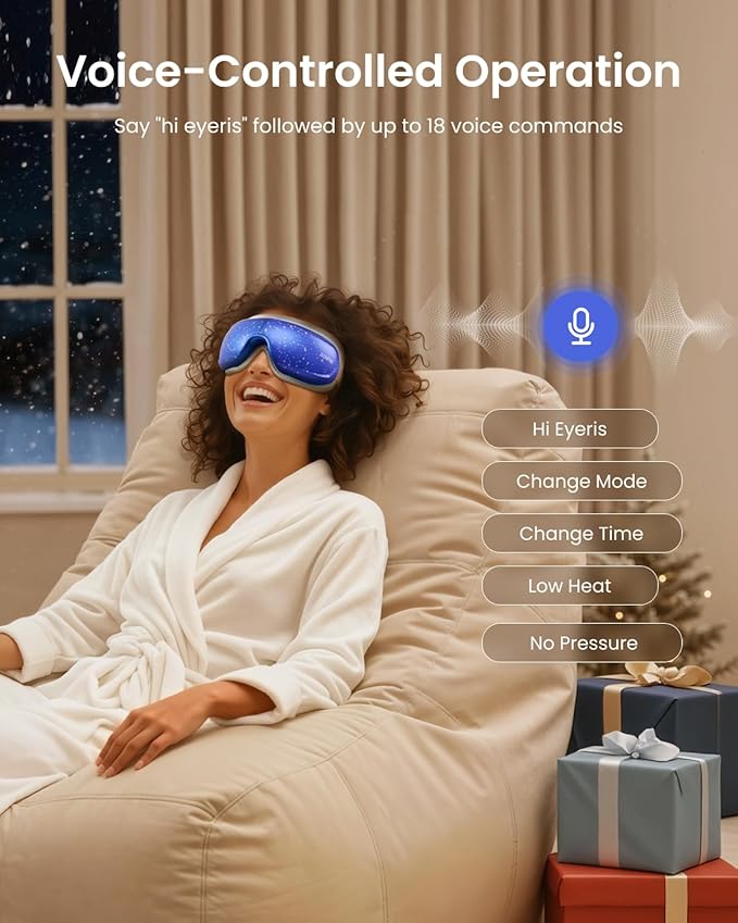 RENPHO Limited Edition Eye Massager with Heat and Cooling Voice Control FSA Eligible HSA Mothers Day Birthday Gifts for Mom Women Men Her Him Eye Mask for Migraines Relief Eyeris 3 Reduce Dry Eyes