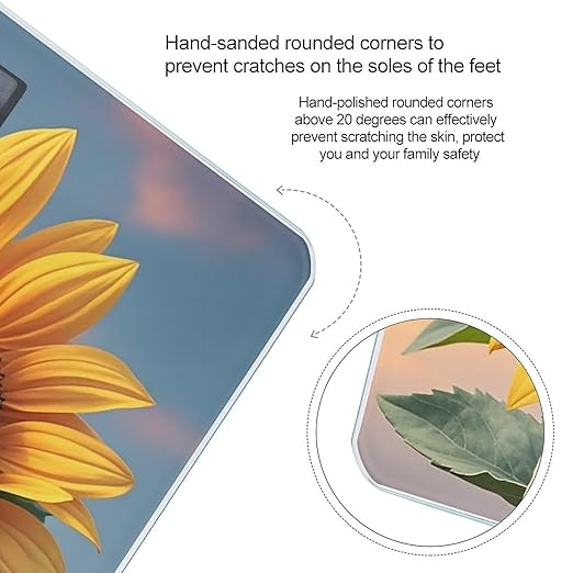 Sloth Sitting on Sunflower Bathroom Scale for Body Weight Bathroom Weighing Scales with Back Lit LED Display Sturdy Tempered Glass Body Weight Bathroom Scale 400lb Weighing