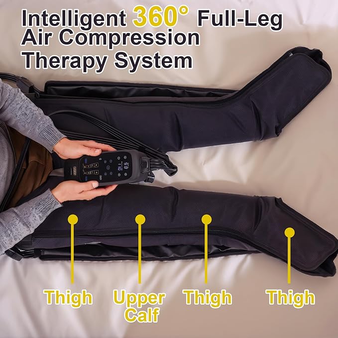 Air Compression Therapy System Leg Massager for Pain and Circulation Full Leg Recovery Boots Cordless Air Compression Boots Fast Recovery Therapy for Athletes M