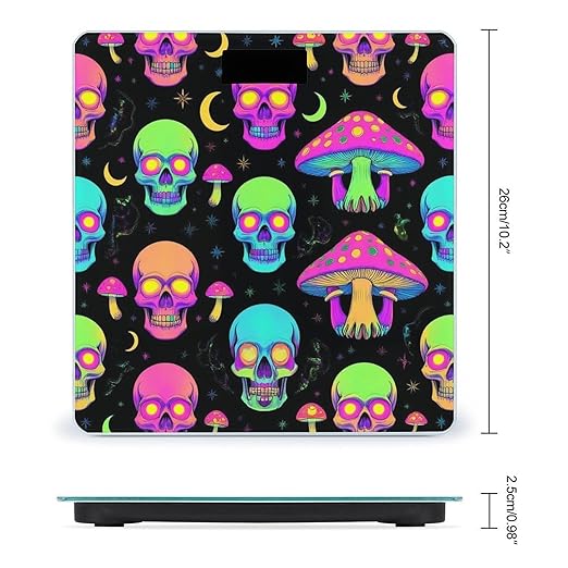 Automatic Switch Digital Bathroom Weighing Scale Smart Scale for Body Weight Trippy Moon Skulls Mushrooms