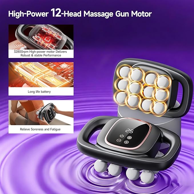 12 Head Massage Gun Massages Gun Deep Tissue With 3 Modes &amp 30 Levels Intensities Quiet Multi Head Massage Gun For Backs Shoulders Legs and Full Body Muscle Pain Relief Gifts for Men Women