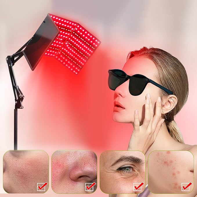 Red Light Therapy for Face and Body Red Infrared Light Therapy Lamp with Stand Led 660nm Red Light-Therapy &amp 850nm Infrared Light Device for Body