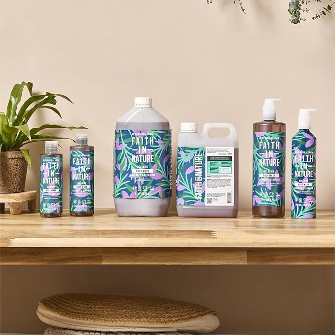 FAITH IN NATURE Natural Lavender &amp Geranium Body Wash Nourishing Vegan and Cruelty Free Parabens and SLS Free 5 Litre Refill Pack