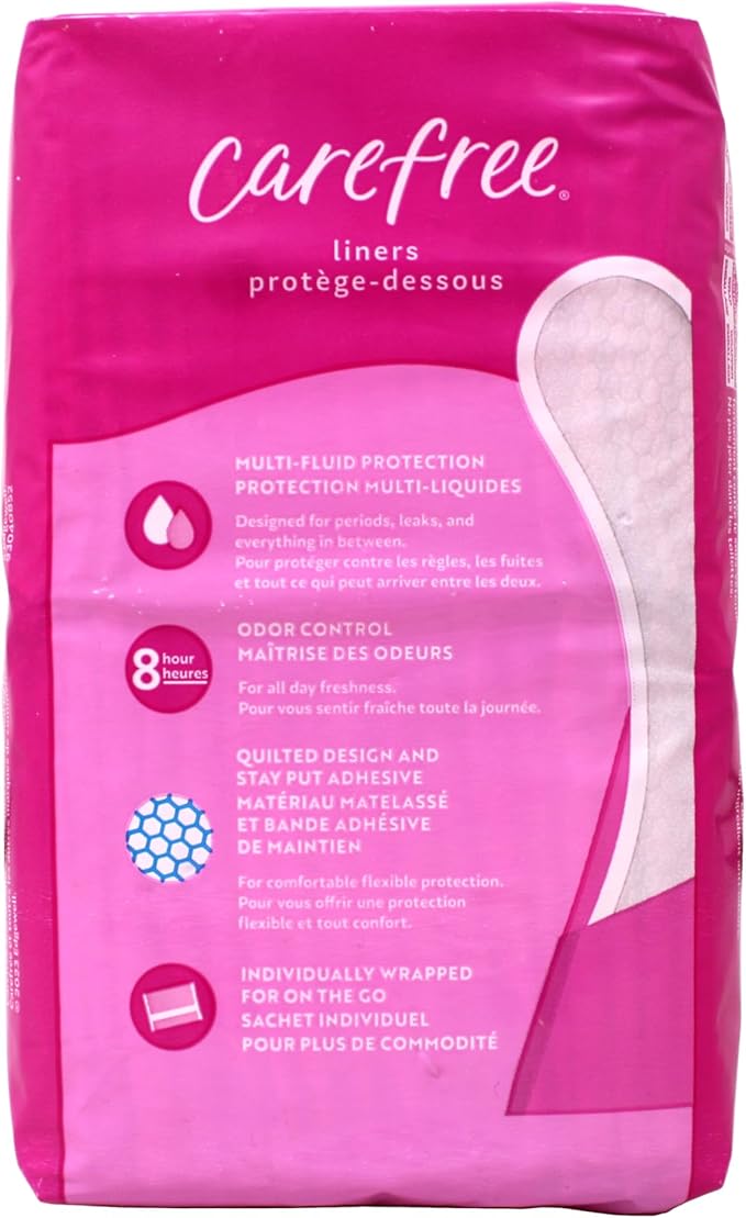 Carefree Extra Long Panty Liners Unscented Multi-Fluid Protection 36 Count (Pack of 5)