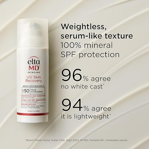 EltaMD UV Skin Recovery Face Sunscreen with Zinc Oxide All Mineral Safe for Sensitive Skin SPF 50