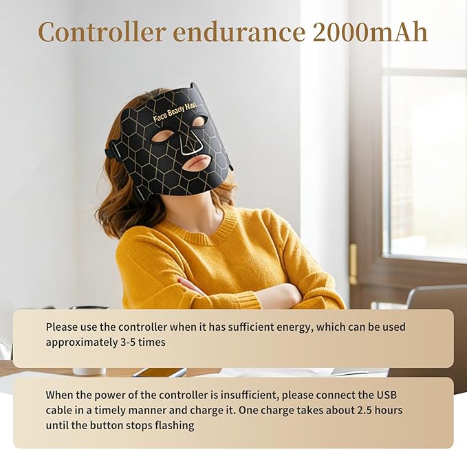 Red Light Therapy for Face LED Light Therapy Mask with 400 LED Beads 4 Modes 2000mAh Controller 850nm Near Infrared for Anti-Aging at Home &amp Travel