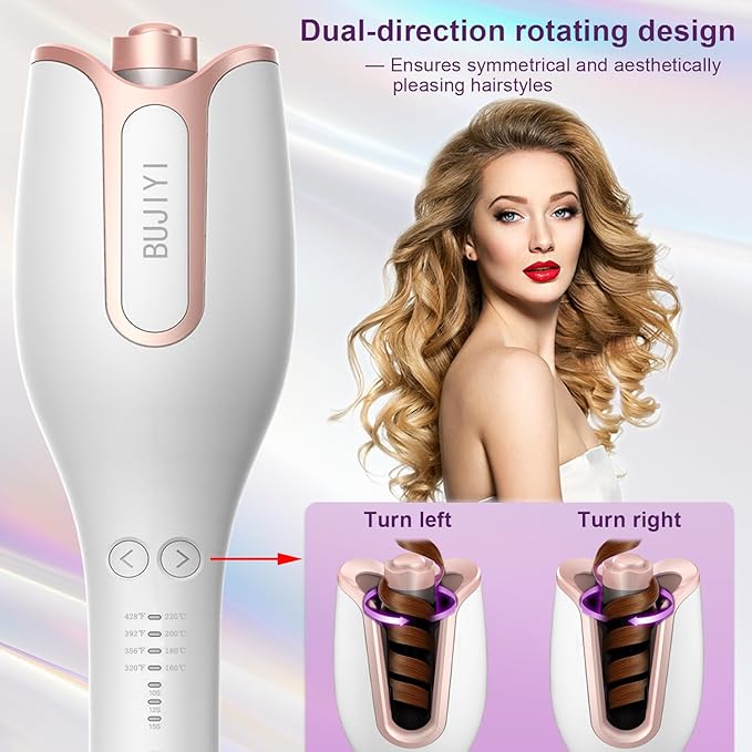 Automatic Rotating Curling Iron Automatic Hair Curler 4 Temperature Settings for All Hair Types 3 Heating Durations for Diverse Styles 1 Inch Beach Waves Curling Wand