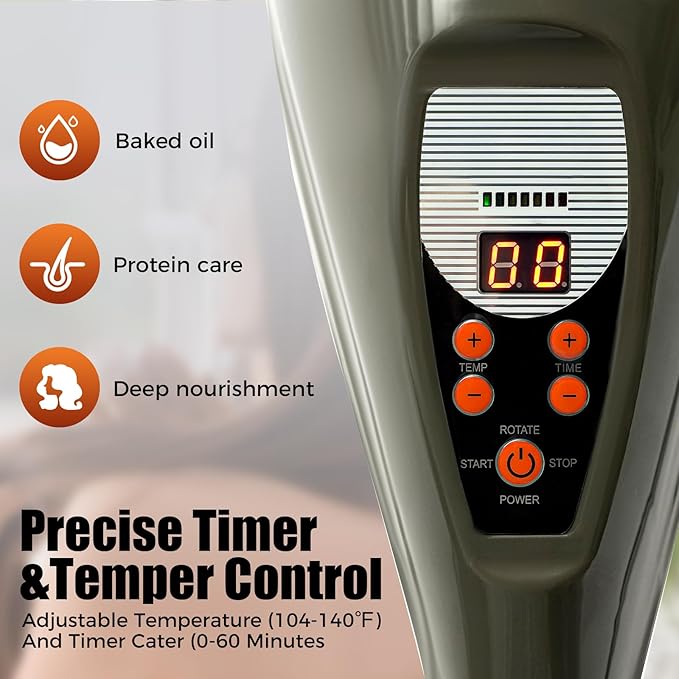 950W Wall Mount Hair Treatment MachineOrbiting Rotating Hair Processor for Salon Home UseTime AdjustableProfessional Hair Care for Spa Family (Grey)