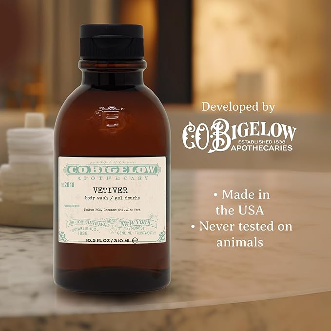C.O. Bigelow Iconic Collection Vetiver Body Wash Scented Shower Gel with Coconut Oil and Aloe Vera 10.5 fl oz