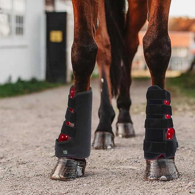 Red Light Therapy for Horses Leg Portable Wearable Infrared Light Therapy Horses Boot 660nm ＆850nm Red Light Therapy for Horse Leg Stifle Pain Left + Right