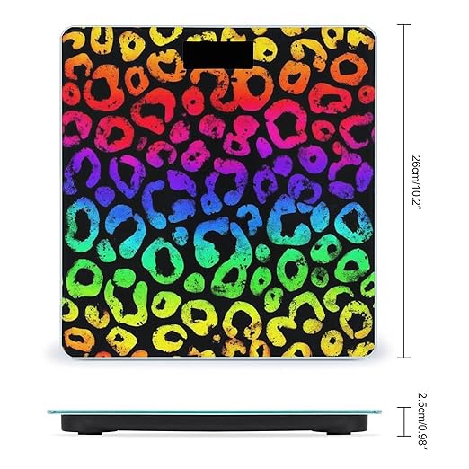 Women's Fashion Automatic Switch Digital Bathroom Weighing Scale Smart Scale Animal Neon Rainbow Colorful Cheetah Leopard Print Black