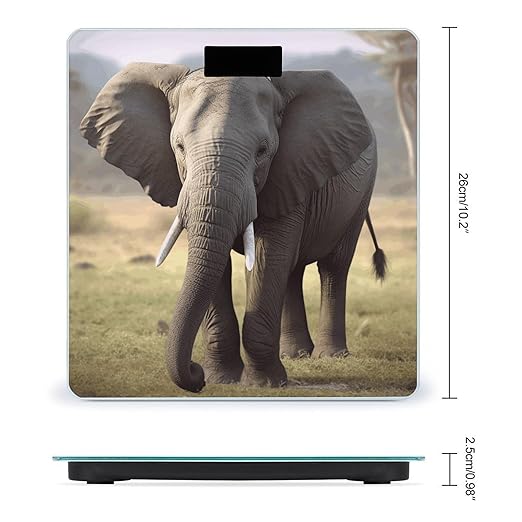 Big Ears Elephant Scale for Body Weight Anti-Slip Tempered Glass Digital Bathroom Scales Clear LCD Display Weighing Scale Safe Rounded Corners Smart Scales