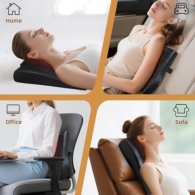 Joyset Back Massager with HeatNeck Massager for Back Pain Deep Tissue4D Kneading Shiatsu Lower Back Massage Pillow for Neck Shoulder LegsGifts for MomDadWomenMen