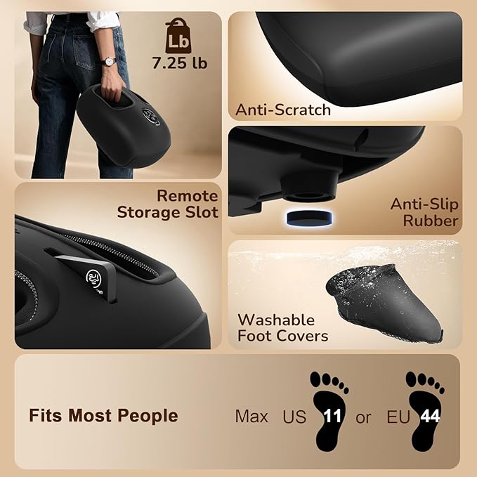 Shiatsu Foot Massager Machine with Heat : Deep Kneading Foot Massager with Vibration &amp Compression for Plantar Fasciitis &amp Neuropathy - for Women &amp MenRelax for Home Office Use (Black)