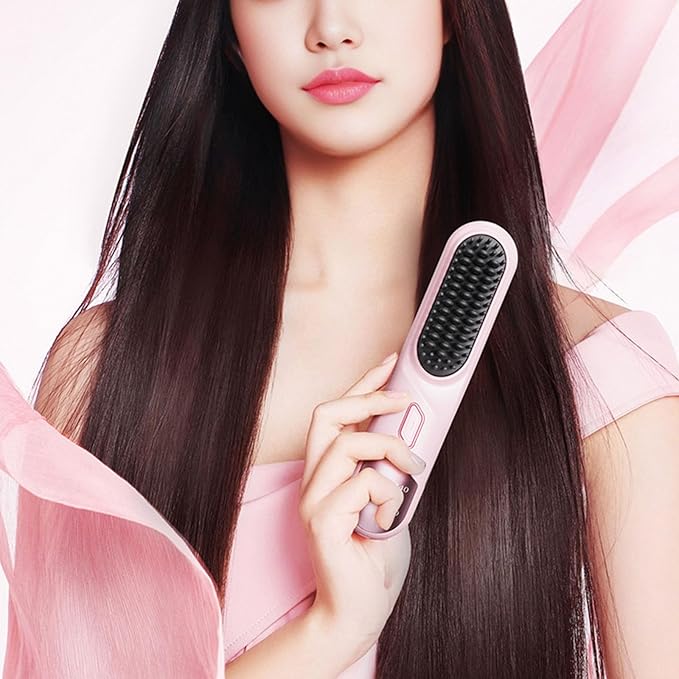 Compact Straightening Comb Fast Heating Layer Technology Damage Perfect for Travel Sleek Hair Straightener Brush
