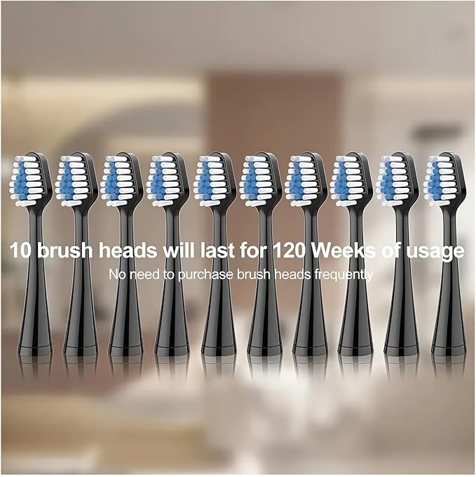 Replacement Toothbrush Compatible with AquaSonic Duo Series Heads Electric Toothbrush Head Accessories(10PCS Black)