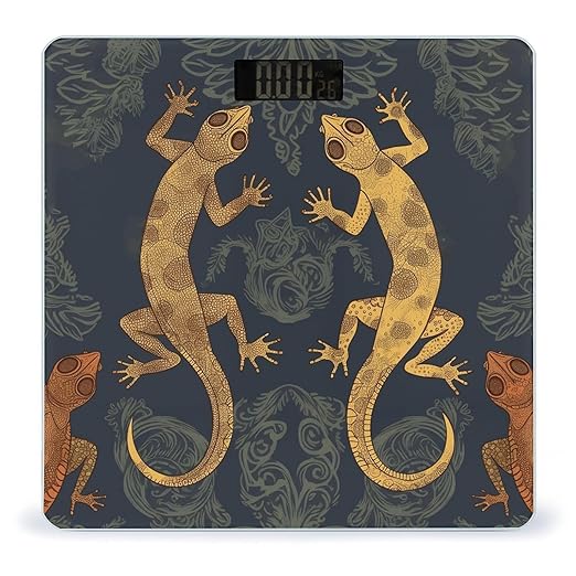 Digital Bathroom Scale for Body Weight Scale with Bright LCD Display High Accuracy Step-On Technology Auto On/Off Gecko Lizards Digital Scales 400 Lbs /180kg
