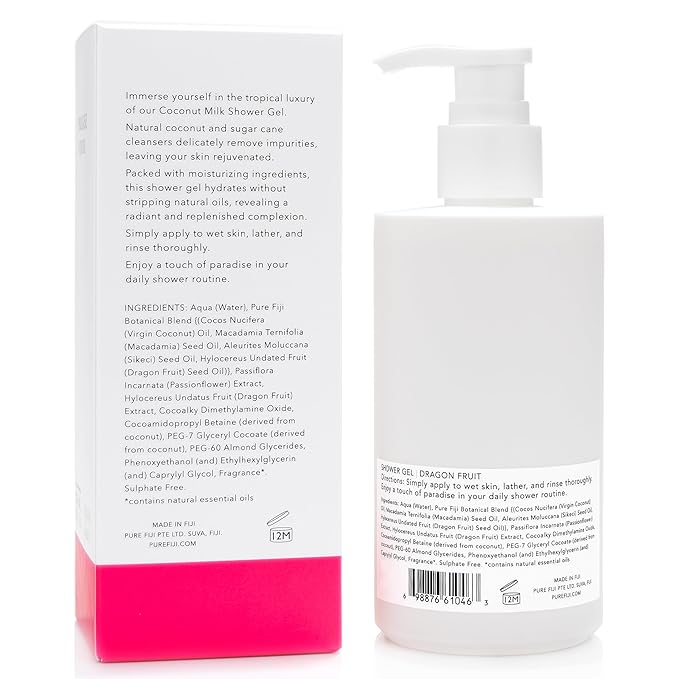 PURE FIJI Coconut Milk Shower Gel Dragon Fruit (9.47 Fl. Oz /280ml)