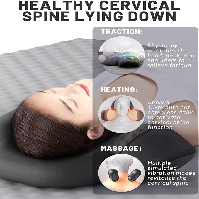 Neck Massager Ergonomic Pillow Massage Neck Hump 3-in-1 Neck Massagers Neck Massagers Cordless with Heat Ideal Gift for Family (Dark Gray)