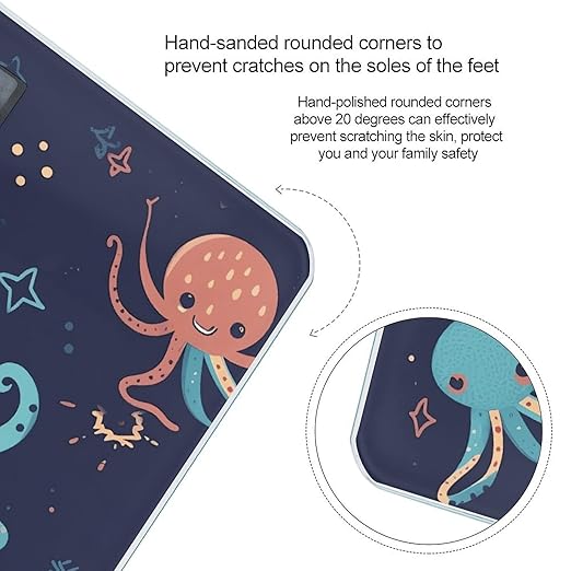 Cartoon Octopus Bathroom Scale Large LCD Backlight Display Digital Scale Rounded Corners Body Scales Automatic Power On/Off Bathroom Scales for Home Bedrooms