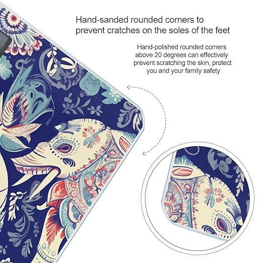 Boho Elephant Smart Scale for Body Weight Accurate Bathroom Scale with LED Display Digital Weight Scales Weighing Machine High Precision Scales for Bath Home