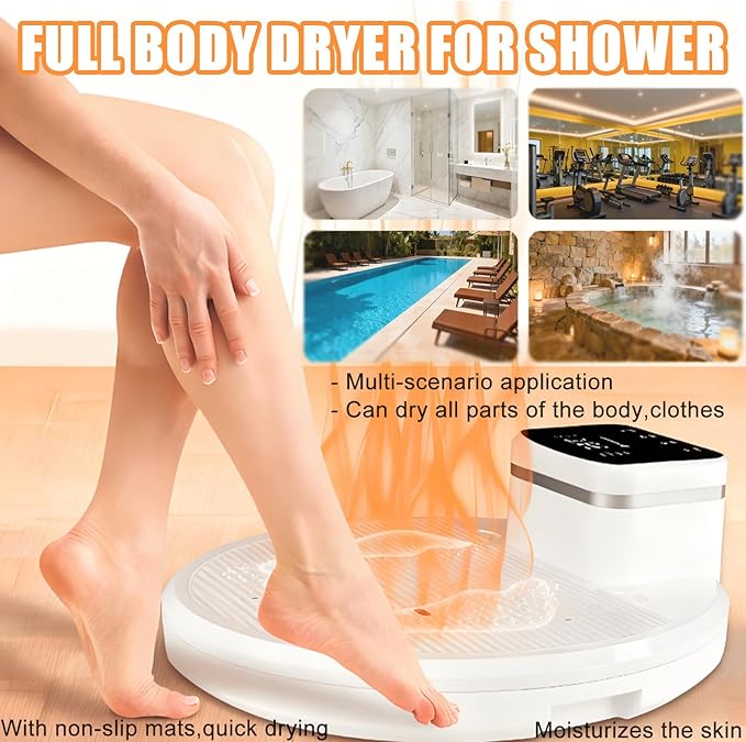 Intelligent Full Body Hair Dryer After Shower with LCD Touchscreen &amp Step-On Sensor 2500w 5s Quick Heating Nano Ionic Care 150kg Bearing Body Care Dryer for Swimming Pool
