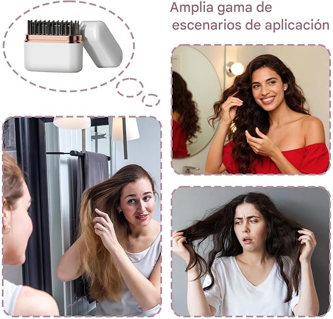 Hair Straightener Comb – Long Lasting Battery – Mini Straightener Brush for Cordless Hair – for Women and Ladies and Girls and Girlfriend and Mother for School and Party and the