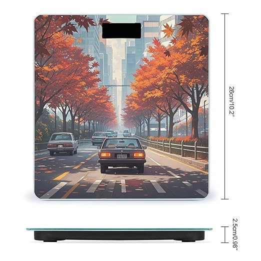 Red Maples on The Roadside Bathroom Scale for Body Weight Bathroom Weighing Scales with Back Lit LED Display Sturdy Tempered Glass Body Weight Bathroom Scale 400lb Weighing