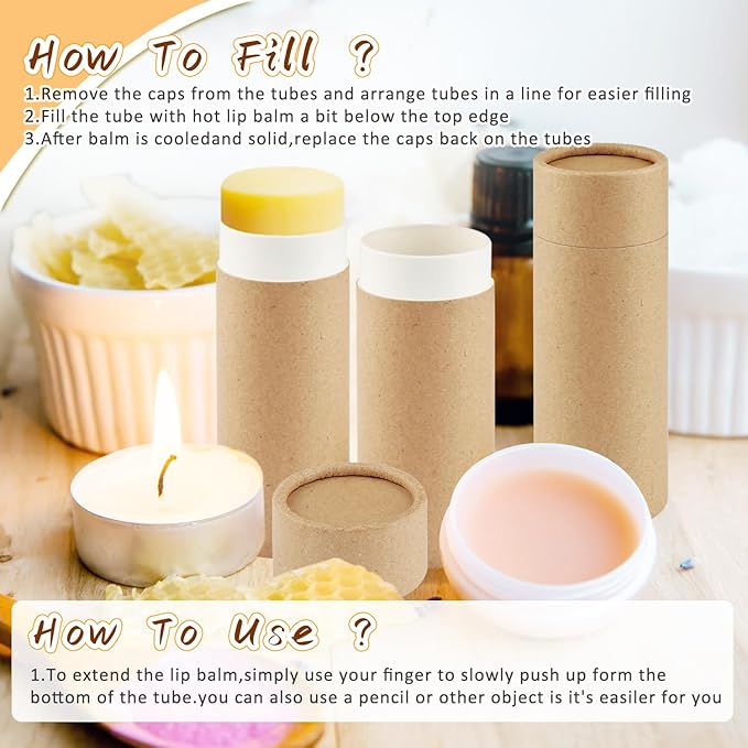 10 Pcs 2.5 oz Paperboard Deodorant TubesEmpty Push-Up Style Kraft Paper Tube HolderCardboard Biodegradable Round Solid Container for DIY Homemade Lotion Barsbody Deodorant Sticks- Brown