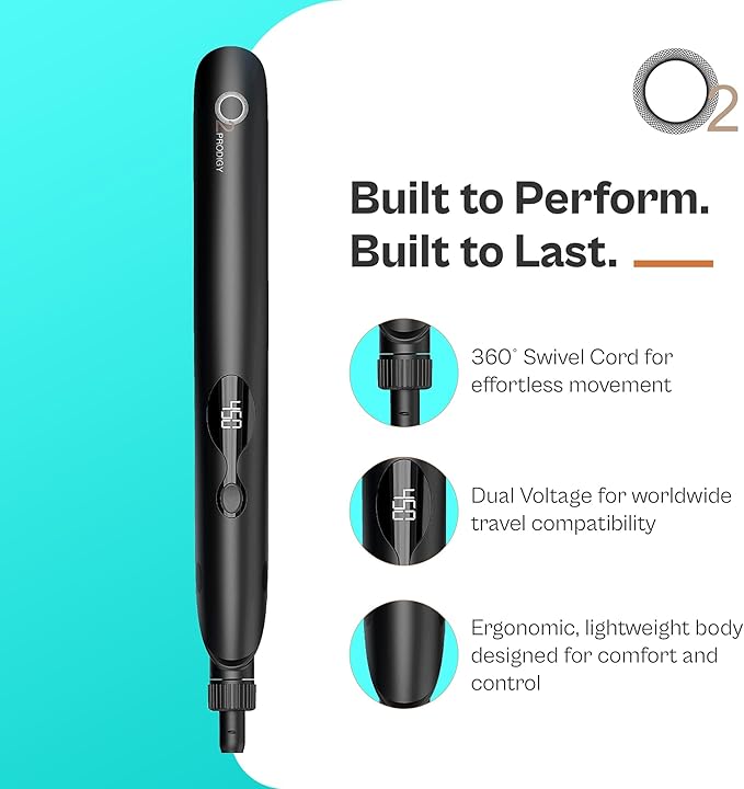Titanium Ceramic Hair Styler – O2PRODIGY Linear Dynamical Design Flat Iron with Rounded Body 11 Heat Settings Gun Titanium Plates Auto Lock &amp Universal Voltage Hair Straightener by O2.