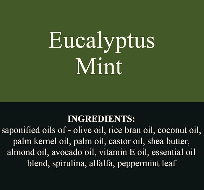Traverse Bay Bath and Body Eucalyptus Mint Natural Cold Process Soap Essential Oil Based Cooling Eucalyptus and Peppermint 6 Bars 33+ oz