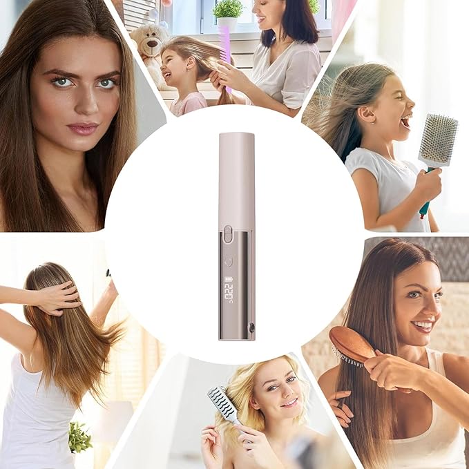 Portable Hair Straightener - Styling Curling Iron with 4 Temp Settings | Travel Hair Straightener - for Women Travel Beach Vacation Hotel Home Bathroom Salon