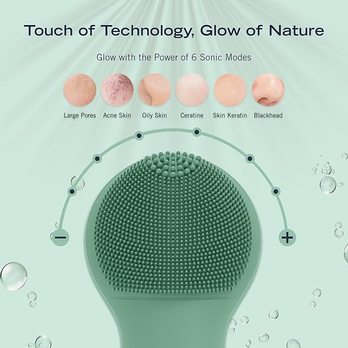 Nautica PC130 Sonic Facial Cleansing Brush Made with Ultra Hygienic Soft Silicone Waterproof and Rechargeable Face Scrub Brush for Men &amp Women - (Pond)