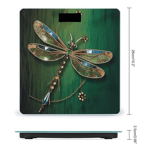 Jewel DragonflyScale for Body Weight with LCD High Precision Weighing Scales Fashion Sturdy Tempered Glass Weight Scales Easy-to-Read Digital Bathroom Scale for Daily 400lb