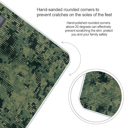 Green Army Digital Camouflage Smart Scale for Body Weight Accurate Bathroom Scale with LED Display Digital Weight Scales Weighing Machine High Precision Scales for Bath Home