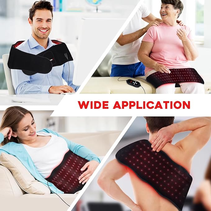 Red Light Therapy Belt - 660nm &amp 850nm Wavelength Red Light Therapy Wrap Near-Infrared Light Belt for Back 5 Brightness Levels 5 Vibration Levels Timer