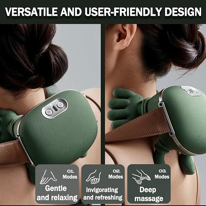 Neck Massager with Fingers - 2026 Neck Massager with HeatWireless Design Lightweight Solution with Heating Function (Green)