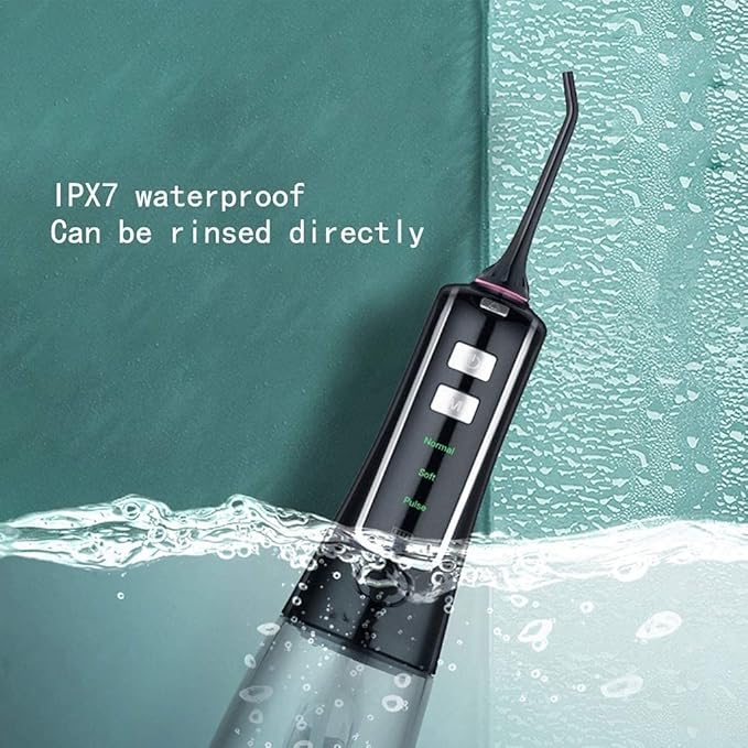 Water Flosser Cordless for Teeth - Portable Dental Oral Irrigator 3 Modes Rechargeable IPX7 Waterproof Water Pick Teeth Cleaner for Home Travel (Black)