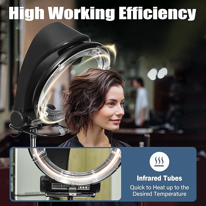 3 in 1 Infrared Hair Dryer - Professional Standing Hair Dryer with 360° Rotation Smart LCD Display &amp Adjustable Height for Salon-Quality Hair Care