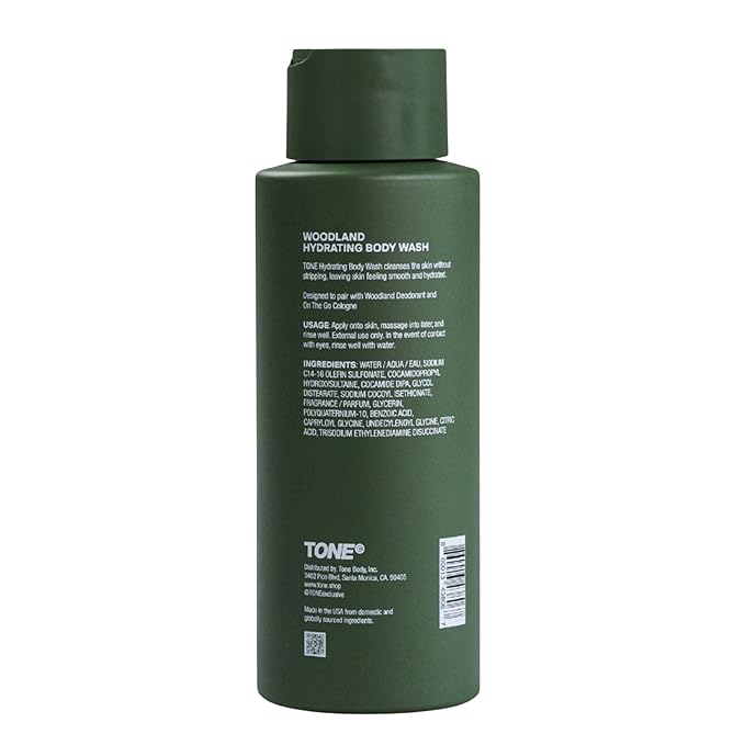 TONE Hydrating Body Wash 17oz Woodland Coconut-derived Cleansers Leaves Skin Clean Moisturized and Refreshed Long-lasting Iconic Scent Suitable for All Skin Types Dermatologist-Tested (2 Pack)