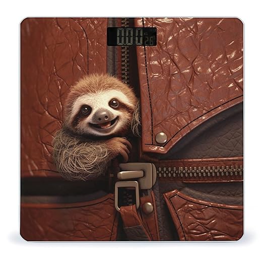 Sloth on Zipper Bathroom Scale for Body Weight LCD Display Digital Bathroom Scale Tempered Glass Bathroom Weight Scales Fashion Smart Scales for Home Bedroom 400 Lb
