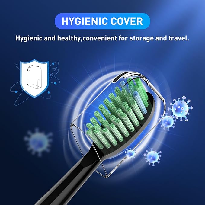 Toothbrush Replacement Heads Compatible with TAO Clean Sonic Electric Toothbrush - Daily Care Whitening Brush Heads Compatible with Taoclean Black