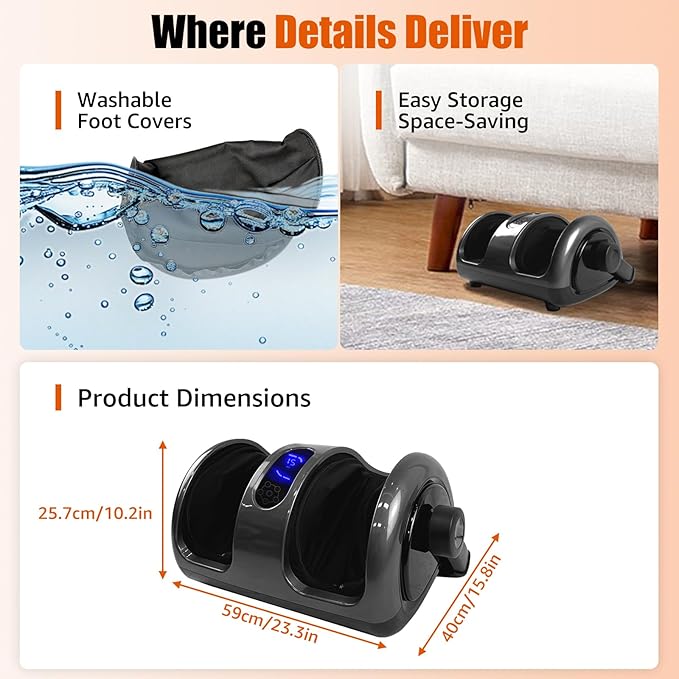 Shiatsu Foot Massager with Heat and Remote 360° Rotating Stand for Feet Calves and Arms Deep Kneading and Rolling Machine with Adjustable Intensity and Timerfor Home Office Relaxation