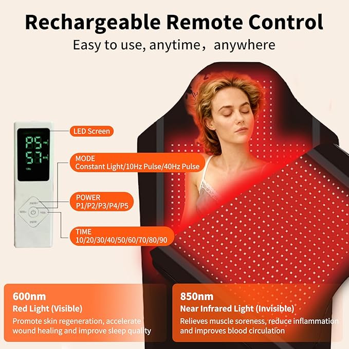Red Light Therapy Mat for Full Body Largest 2704LEDs Near Infrared Light Therapy Pad 660nm&amp 850nm 2in1 LEDs Light Blanket High end Leather 5 Power Levels UP to 288W 73x36