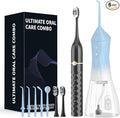 Water flosser+Electric Toothbrush Combination Set -5-Speed Sonic Electric Toothbrush 4-Speed Portable Water flosser Super Waterproof a Great Gift for Friends (Blue)