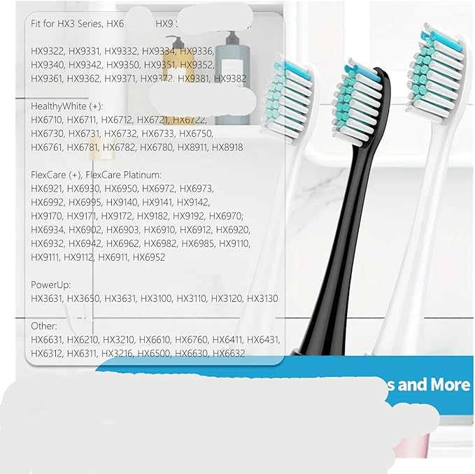 4/8pcs Replacement Toothbrush Heads 。Compatible with Sonicare Brush Head 4100 6500 6100 7500 5300 11(Black 4pc)