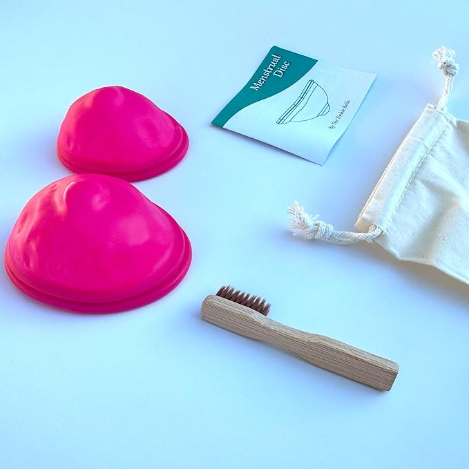 Tinkle Belle Reusable Menstrual Disc| Tampon Pad and Cup Alternative | Up to 12 Hour use | Comfortable | Includes Carrying Pouch and Cleaning Brush