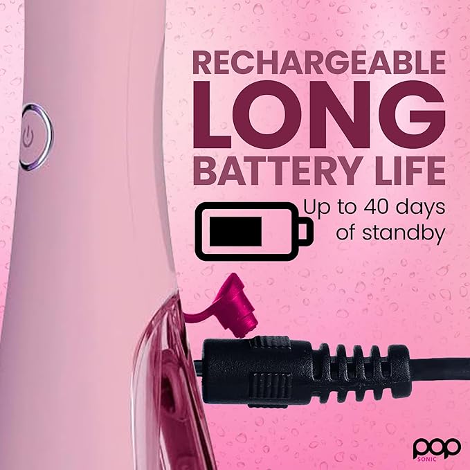 Pop Sonic Typhoon Water Flosser (Pink) Includes 4-Tip Portable Water Teeth Cleaner Picks Rechargeable Water Dental Picks for Cleaning w/ 3 Speeds IPX7 Waterproof Water Dental Flosser